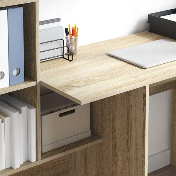 vidaXL Bureau Sonoma Eiken 131,5 x 50 x 106,5 cm Bewerkt hout