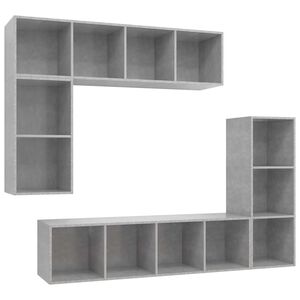 vidaXL 4-delige Tv-meubelset bewerkt hout betongrijs