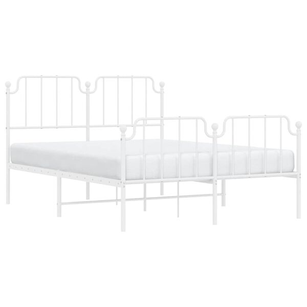 vidaXL Bedframe met hoofd- en voeteneinde&nbsp;metaal wit 135x190 cm