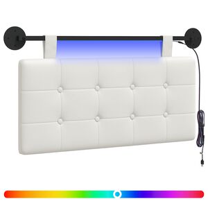 vidaXL Hangend hoofdbord Met LED-verlichting Wit Kunstleer