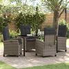 vidaXL Tuin eettafelset met kussen 5 pcs Grijs poly rattan