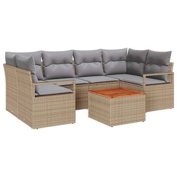 vidaXL Tuin Sofa Set 7 pcs beige en lichtgrijs