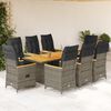 vidaXL 9-delige Tuinset met kussens poly rattan grijs