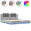 vidaXL Bedframe met hoofdbord en LED grijs sonoma eiken 160x200 cm