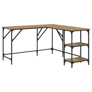 vidaXL Bureau Artisan Eiken 139 x 139 x 75 cm Bewerkt hout