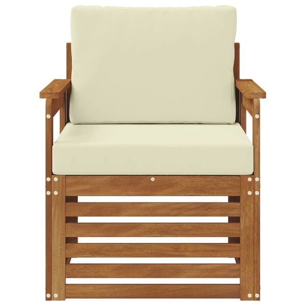 vidaXL Buiten bankenset Massief Acaciahout en Polyester Naturel