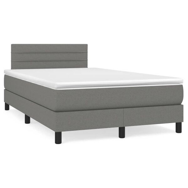 vidaXL Boxspring met matras en LED stof donkergrijs 120x190 cm