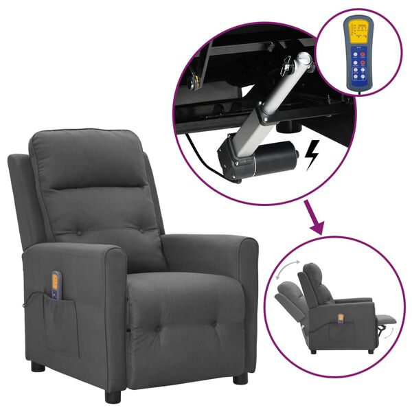 vidaXL Sta-op-massagestoel stof lichtgrijs