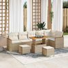 vidaXL Tuinbankenset 9 pcs Beige poly rattan