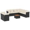 vidaXL 10-delige Loungeset met kussens poly rattan zwart