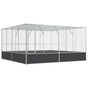 vidaXL Voli&egrave;re 418x414x212 cm staal zilverkleurig