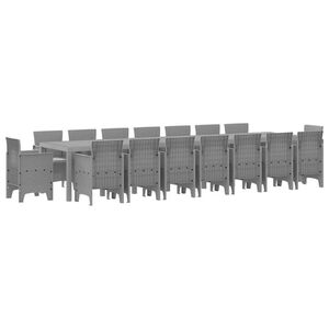 vidaXL Tuin Eettafelset met kussens met kussen 17 pcs Lichtgrijs PP