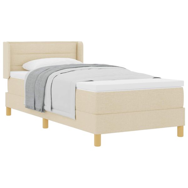 vidaXL Boxspringbed met matras met hoofdeinde Cr&egrave;me 90 x 190 cm Stof