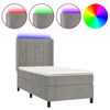 vidaXL Boxspring met matras en LED fluweel lichtgrijs 90x200 cm