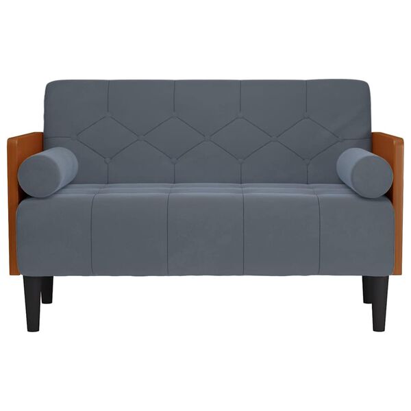 vidaXL Loveseat bank met bolsters donkergrijs 110 cm fluweel