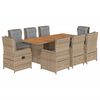 vidaXL 9-delige Tuinset met kussens poly rattan beige