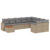 vidaXL 10-delige Loungeset met kussens poly rattan gemengd beige