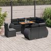 vidaXL 9-delige Loungeset met kussens poly rattan zwart