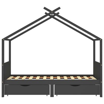 vidaXL Kinderbedframe massief grenenhout grijs 90x200 cm