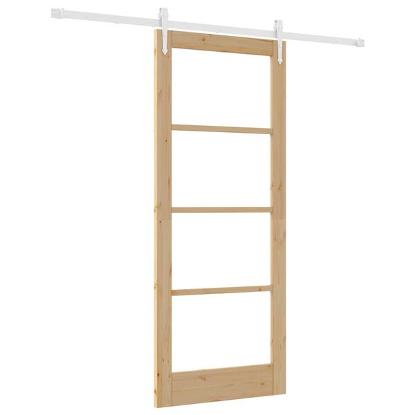 vidaXL Schuifdeur Naturel 83 x 202 cm Massief grenenhout en glas