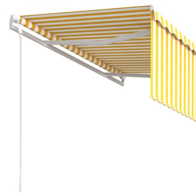 vidaXL Luifel automatisch uittrekbaar met rolgordijn 3x2,5 m geel wit