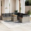 vidaXL 11-delige Loungeset met kussens poly rattan grijs