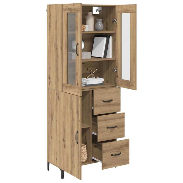vidaXL Highboard Artisan Eiken 69,5 x 34 x 180 cm Bewerkt hout