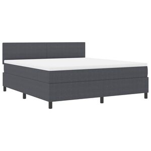 vidaXL LED Box Spring Bed Donkergrijs en Wit 180 x 200 cm Katoen Stof