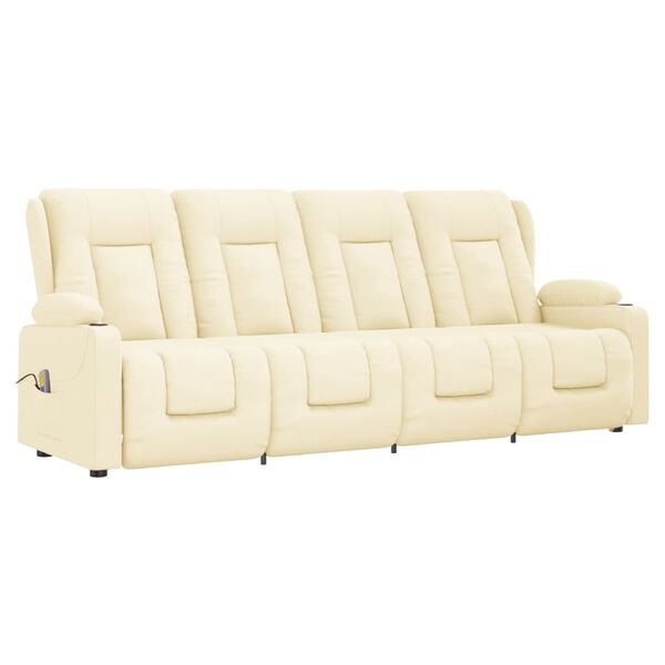 vidaXL Massagestoel 4-zits verstelbaar met bekerhouder kunstleer bruin