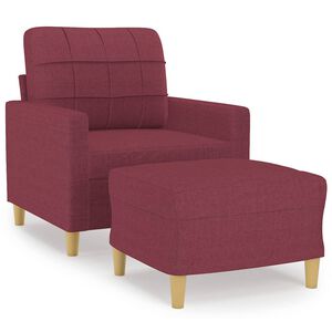vidaXL Fauteuil met voetenbank 60 cm stof wijnrood