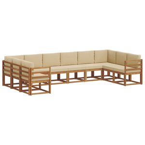 vidaXL Buiten bankenset 10 st 10-zits Natuurlijk en Beige