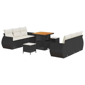 vidaXL Tuin Sofa Set 9 st 6-Aantal zitplaatsen Zwart en Cr&egrave;me