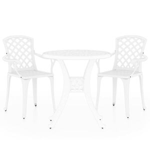 vidaXL 3-delige Bistroset gietaluminium wit