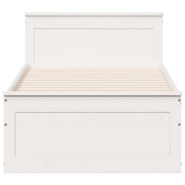 vidaXL Bedframe zonder matras met hoofdbord grenenhout wit 90x200 cm