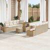 vidaXL Tuinbankenset met kussen met opslag 11 pcs Beige Poly riet