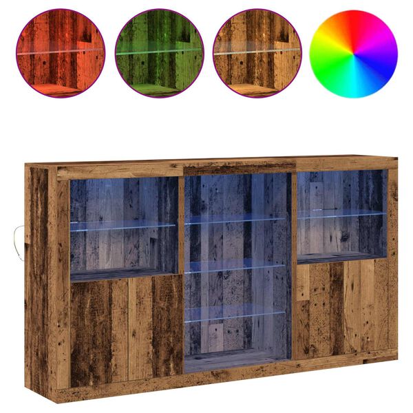 vidaXL LED Sideboard Oudhout 181,5 x 37 x 100 cm Bewerkt hout