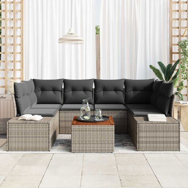 vidaXL Tuin Sofa Set 7 pcs Grijs