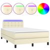 vidaXL Boxspring met matras en LED kunstleer cr&egrave;mekleurig 120x200 cm