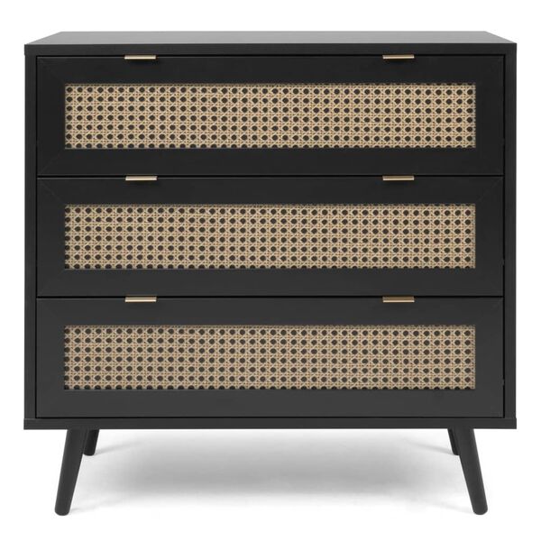 Finori Ladekast Vienna 03A zwart en rattanprint