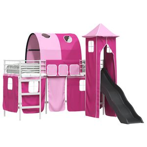 vidaXL Loftbed voor Kids Wit en Roze 99,5 x 190 cm Metaal