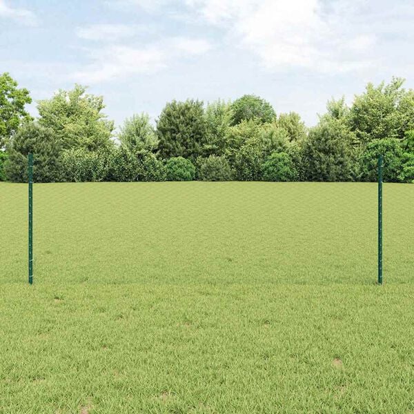vidaXL Hek met Paal Groen 0,8 x 10 m Staal en PVC