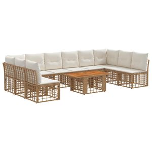 vidaXL Tuinbankenset 11 st Natuurlijk en Cr&egrave;me Wit 100 x 55 x 73 cm