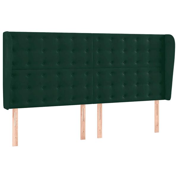 vidaXL Hoofdbord met randen 163x23x118/128 cm fluweel donkergroen