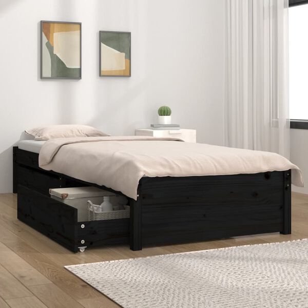 vidaXL Bedframe met lades zwart 90x190 cm