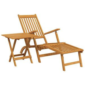 vidaXL Terrasstoel met voetensteun en tafel massief acaciahout