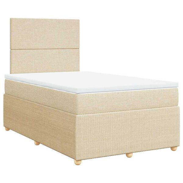 vidaXL Boxspring met matras stof cr&egrave;mekleurig 120x190 cm