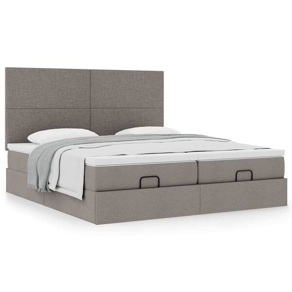 vidaXL Ottoman bed met matrassen 160x200cm stof taupe