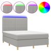 vidaXL Boxspring met matras en LED stof lichtgrijs 140x190 cm