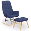 vidaXL Schommelstoel met voetenbank stof blauw