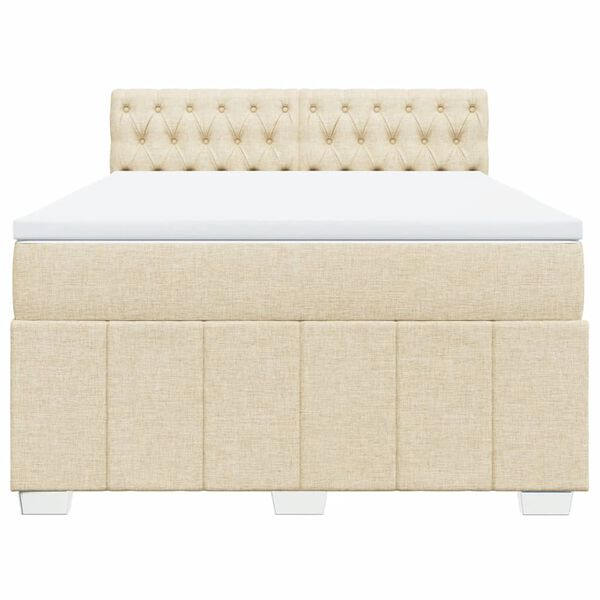 vidaXL Boxspring met matras stof cr&egrave;mekleurig 160x200 cm